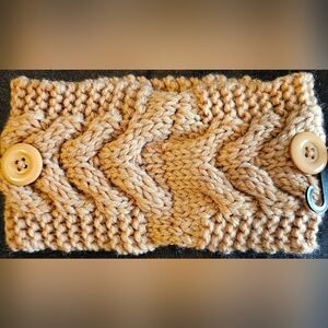 Handmade Knit Headband with Buttons, Optional Facemask Support